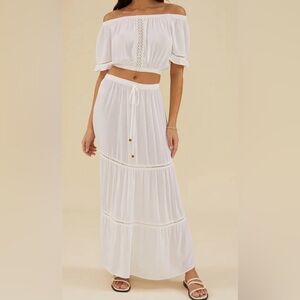 Rachel Parcell - Midi Pull On Skirt, Ivory XS, NWT